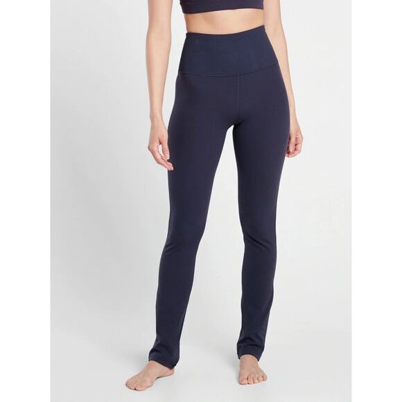 Athleta Studio Rib Skinny Pants Leggings Navy Blue Stretch Small Tall Athleisure - Picture 1 of 5